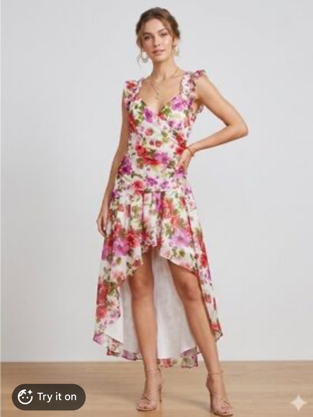 Abercrombie & Fitch Floral Ruffle High-Low Maxi Dress Size Medium NWT - Picture 2 of 8